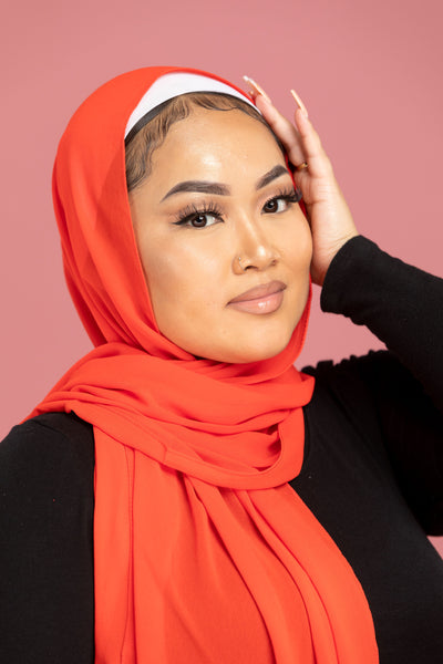 Blaze Orange Chiffon Hijab