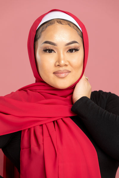 Dark Red Chiffon Hijab
